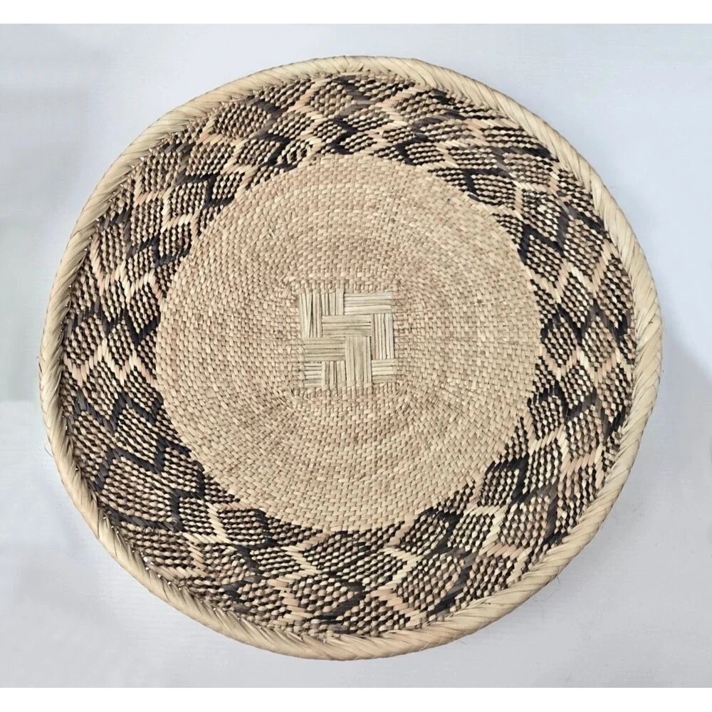 African Binga Tonga Wall Basket Table Platter Geometric Handwoven Zimbabwe 15